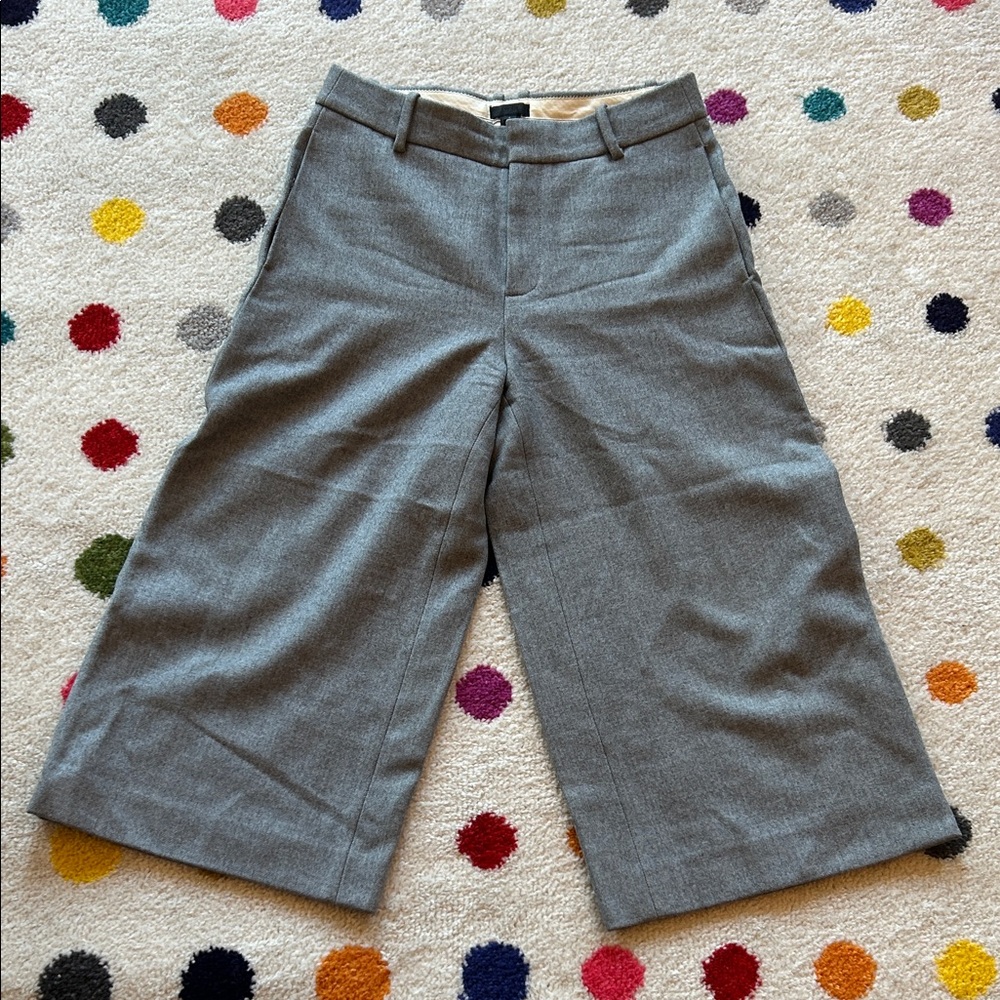 J. Crew Women's Gray High Waist Wide-Leg Capri Trousers